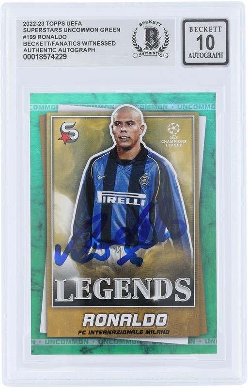 Ronaldo FC Internazionale Signed 2022-23 Topps UEFA Superstars #199 BAS 10 Card