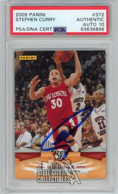 Stephen Curry 2009-10 Panini Autograph Rookie Card #372 PSA Authentic PSA/DNA 10