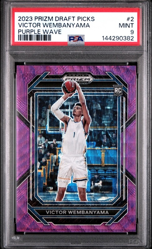 PSA 2023 PANINI PRIZM DRAFT PICKS 2 VICTOR WEMBANYAMA ROOKIE PURPLE WAVE RC 🔥🦄