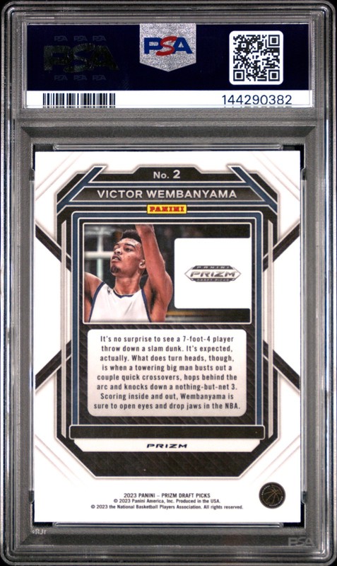 PSA 2023 PANINI PRIZM DRAFT PICKS 2 VICTOR WEMBANYAMA ROOKIE PURPLE WAVE RC 🔥🦄 view 2
