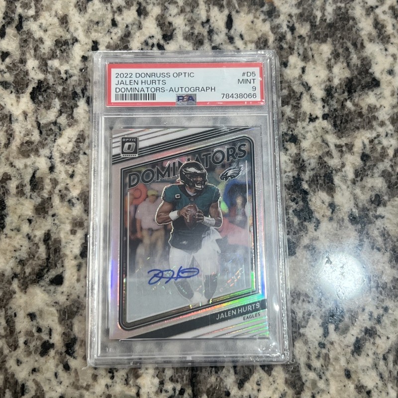 2022 Panini Donruss Optic Dominators Autograph D5 Jalen Hurts 74/75 PSA 9 