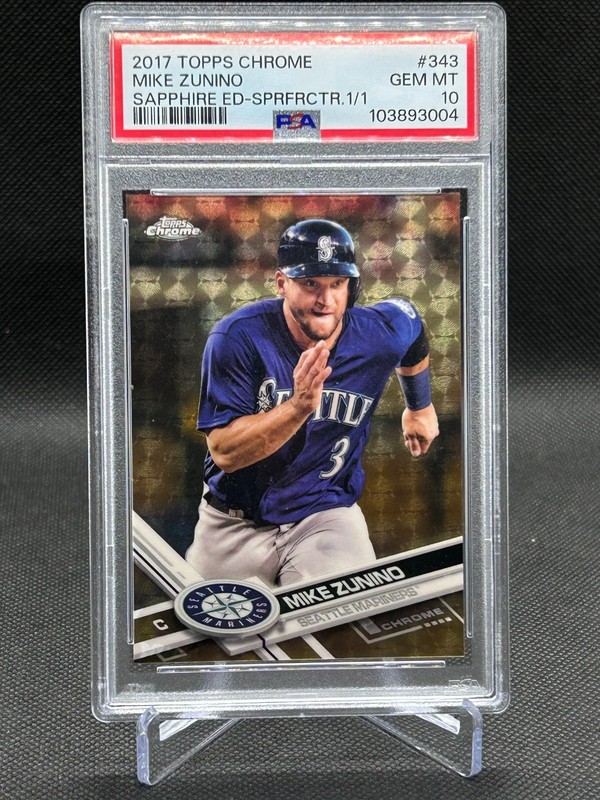 Mike Zunino 2017 Topps Chrome Sapphire Edition SUPERFRACTOR 1/1 PSA 10 Card #343