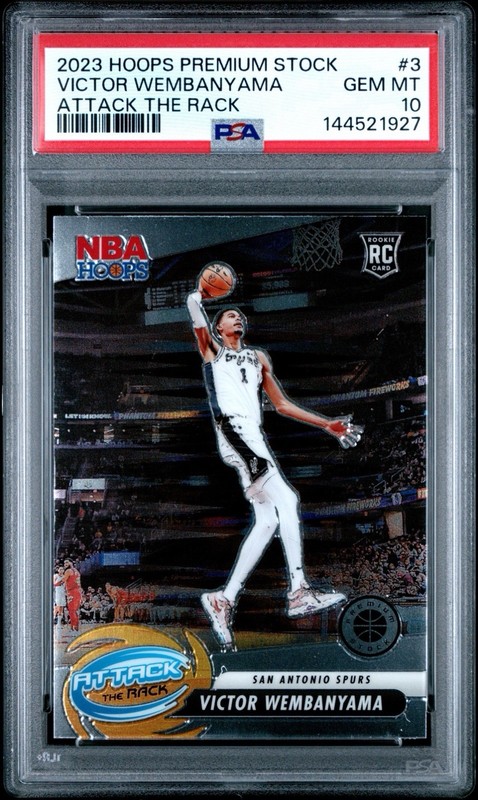 PSA 10 2023 Hoops Premium Stock Attack The Rack #3 Victor Wembanyama POP/225👽🔥