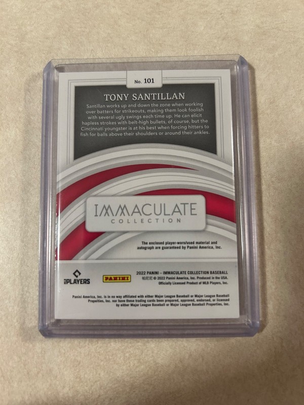2022 Immaculate Tony Santillan Rookie Patch Auto 41/99 RPA Nice Patch view 2