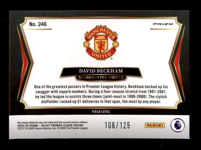 DAVID BECKHAM 2024/25 SELECT PREMIER LEAGUE #246 BRONZE CHECKER #106/125 T6490 view 2