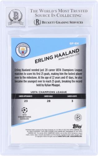 Erling Haaland Manchester Signed 2022-23 Topps Stadium Club #GF-EH BAS 10 Card view 2