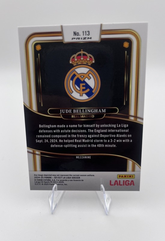 2024-25 Panini Select La Liga Mezzanine Jude Bellingham Real Madrid Zebra Prizm view 2