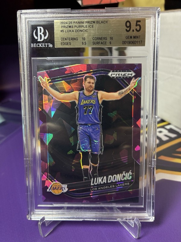 2024/25 Prizm Black Luka Doncic Purple Cracked Ice GEM MINT  10 Gold Non Auto