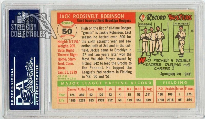 Jackie Robinson 1955 Topps Baseball Card #50 PSA 5 view 2