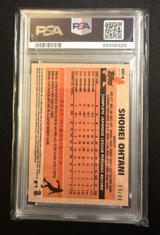 Shohei Ohtani RARE ROOKIE RC GREEN REFRACTOR /99 SSP TOPPS CHROME NON AUTO PSA 9 view 2