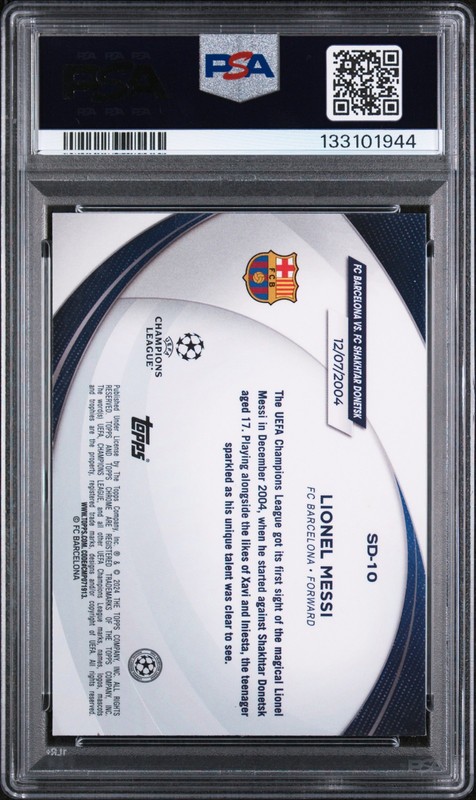 2023-24 Topps Chrome UEFA CC Starball Lionel Messi #SD10 PSA GEM MINT 10 AUTO 10 view 2