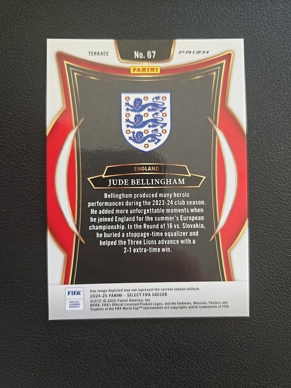 2024-25 Panini Select Fifa Jude Bellingham #67 Pandora Prizm Refractor England view 2