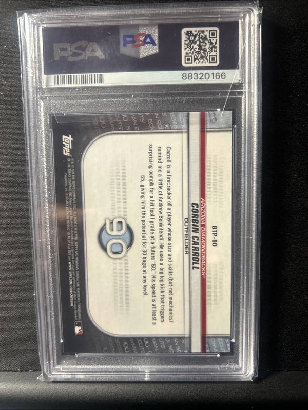 Corbin Carroll 2020 Bowman Chrome Scouts TOP 100 PSA 9 view 2