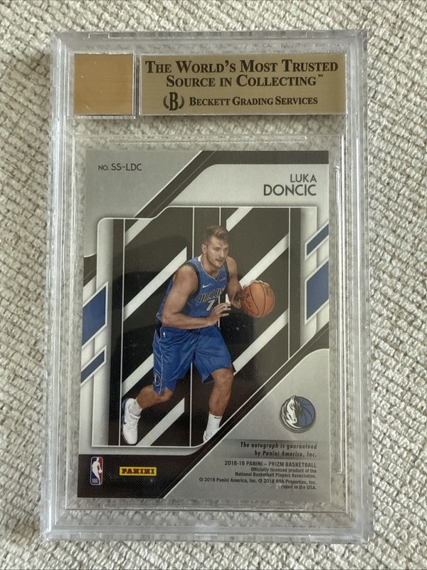 2018-19 Panini Prizm Luka Doncic Rookie Auto BGS 9.5 view 2