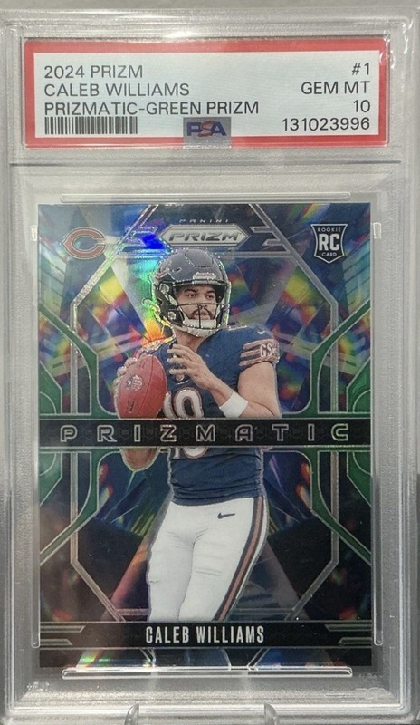 2024 Panini Prizm - Prizmatic Caleb Williams #1 Green Prizm (RC) PSA 10 view 1
