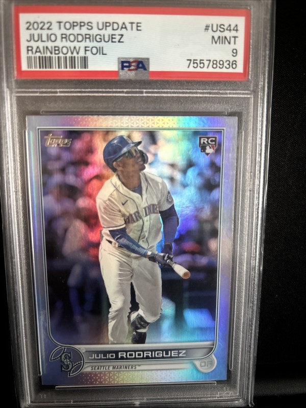 2022 Topps Update Series Julio Rodriguez #US44 Rainbow Foil (RC) PSA 9  Mint