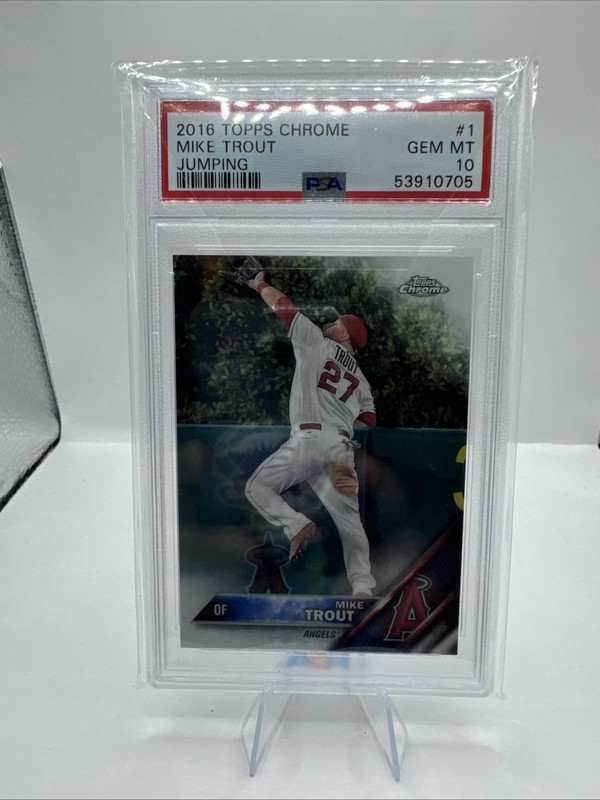 Topps 2016 Chrome Mike Trout Jumping #1 Los Angeles Angels PSA Gem Mint 10