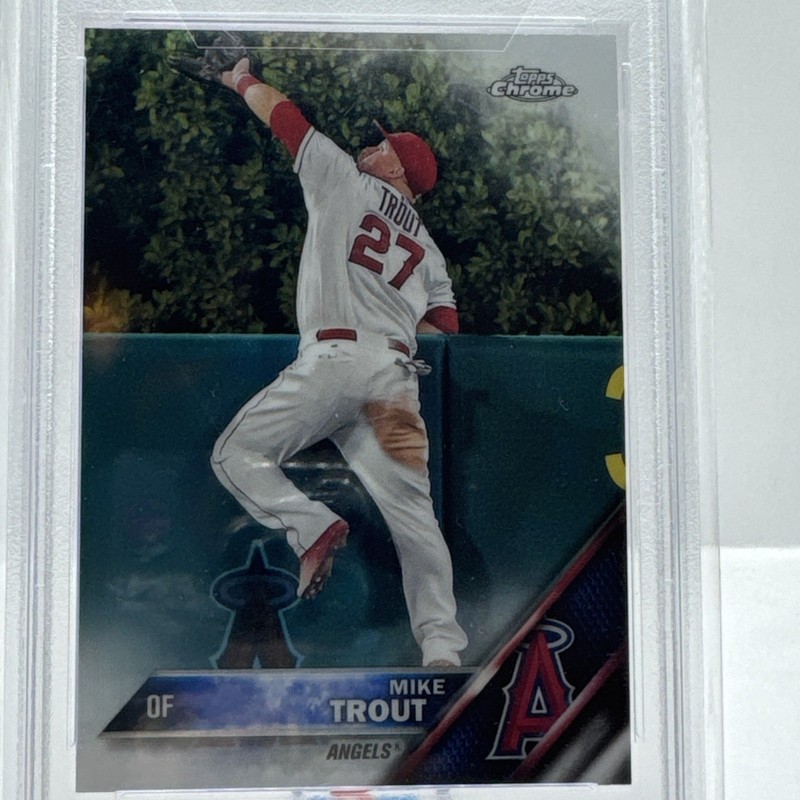 Topps 2016 Chrome Mike Trout Jumping #1 Los Angeles Angels PSA Gem Mint 10 view 2