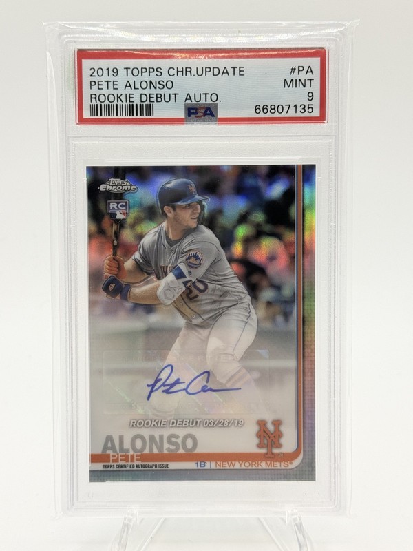 2019 Topps Chrome Update Series Rookie Debut Refractor Auto Pete Alonso PSA 9 view 1