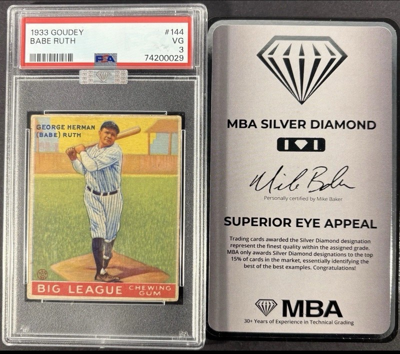 1933 Goudey (R319) #144 Babe Ruth PSA 3 VG MBA SILVER DIAMOND TOP EYE APPEAL