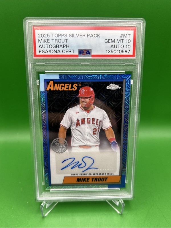 2025 Topps #MT Mike Trout Silver Pack 1990 Chrome Auto Gold /50  PSA 10/10