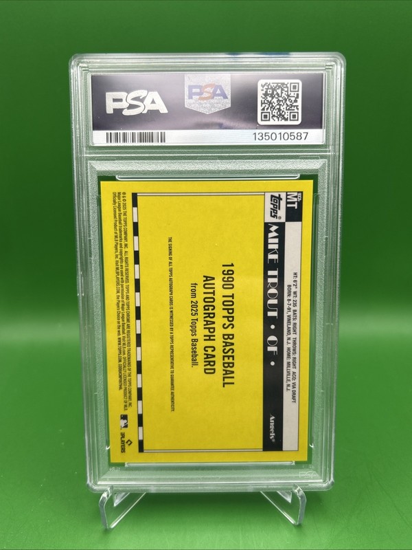 2025 Topps #MT Mike Trout Silver Pack 1990 Chrome Auto Gold /50 PSA 10/10 view 2