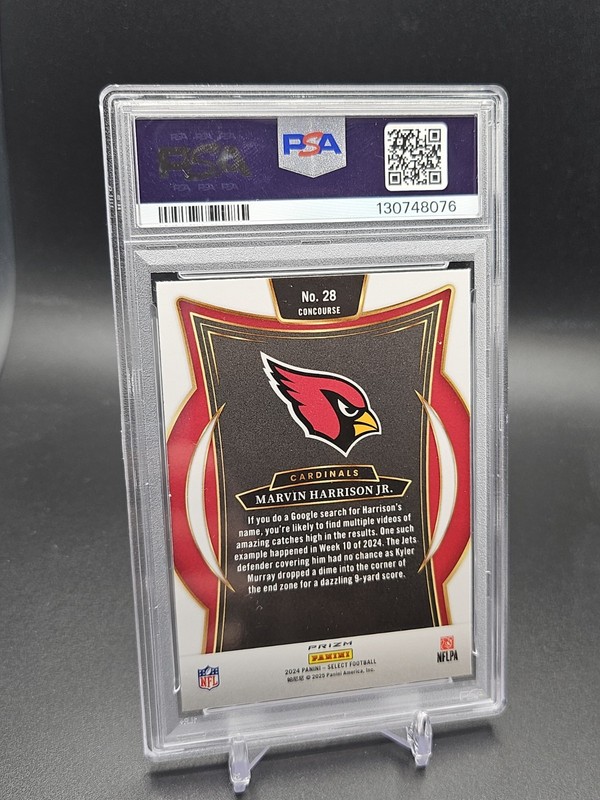 2024 Select Black Red Shock Rookie Marvin Harrison Jr PSA 10 view 2