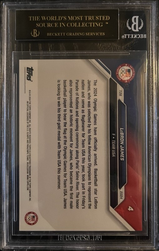 2024 Topps Now Olympic Games #4 Lebron James BGS 10 Pristine BLACK LABEL view 2