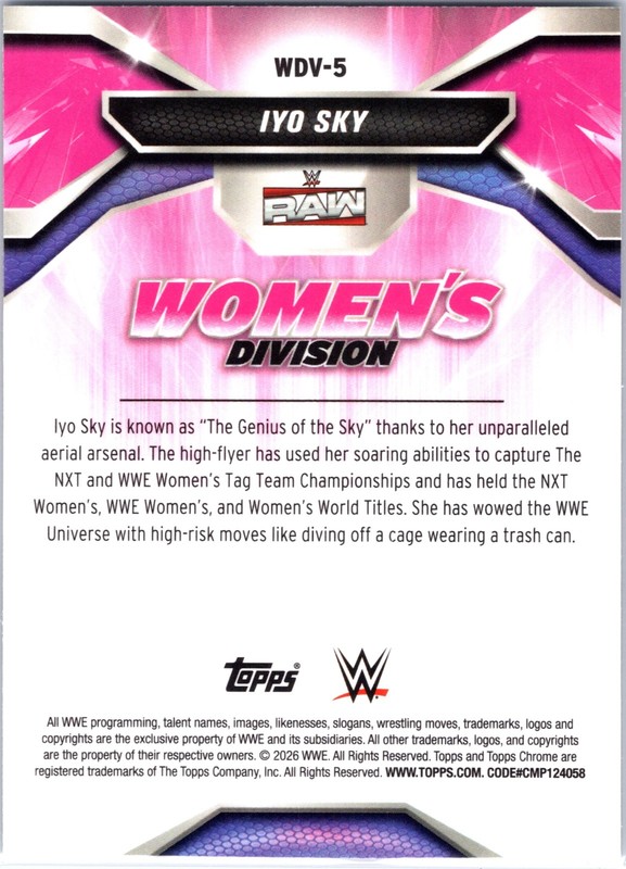 2026 Topps Chrome WWE Iyo Sky Women's Division view 2