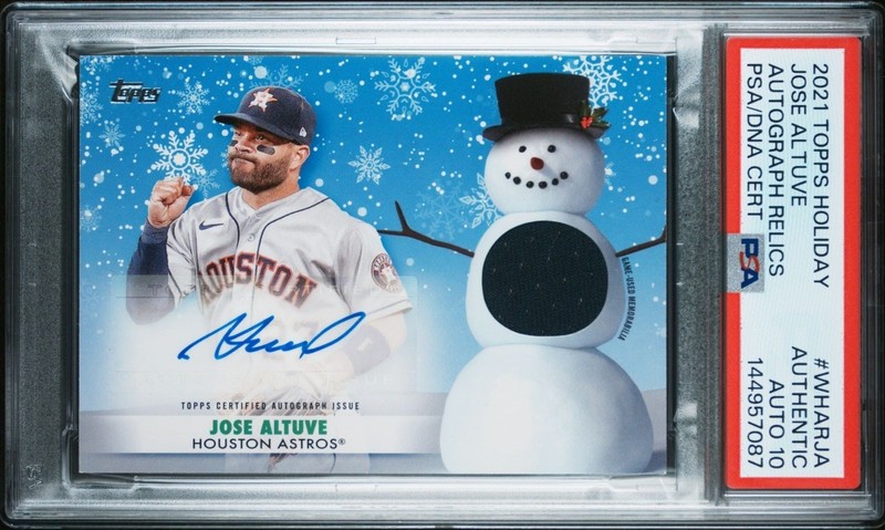💥2021 Topps Holiday JOSE ALTUVE Astros Patch Relic SSP /25 Pop 1 PSA 10 Auto!💥