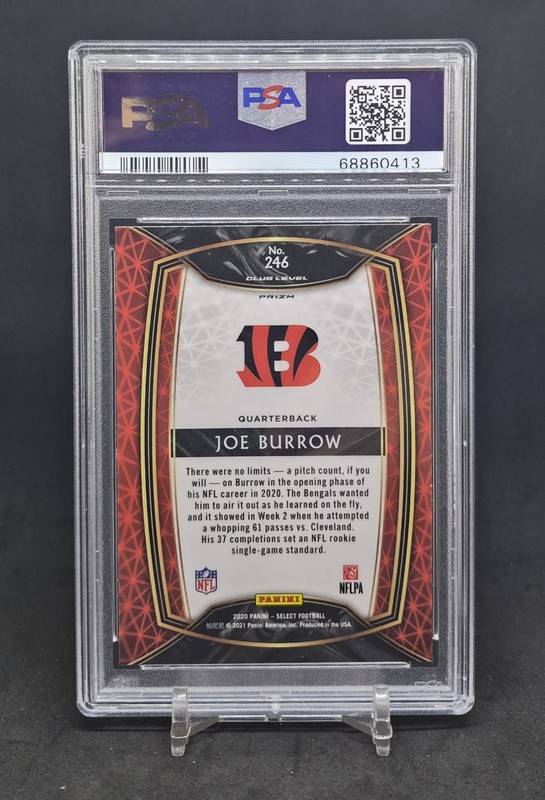 2020 SELECT CLUB LEVEL SILVER JOE BURROW RC PSA 10 BENGALS view 2