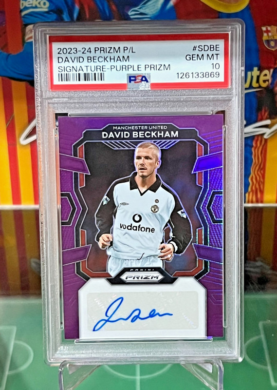 2023 Panini Prizm Premier league E #S-DBE Auto Purple /25 David Beckham PSA 10