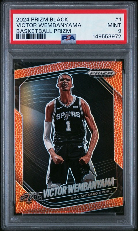 PSA 2024-25 Panini Prizm Black Victor Wembanyama BASKETBALL Holo #1 /225 POP/5🦄