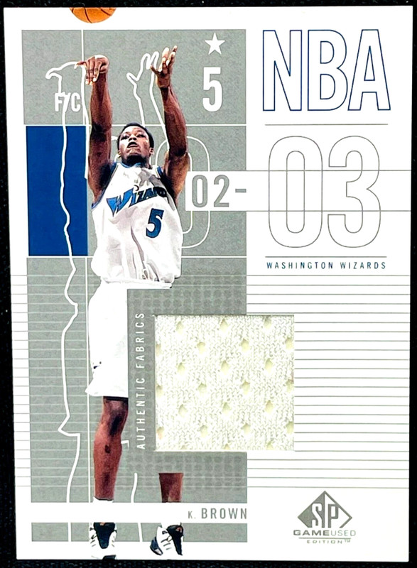 2002-03 BASKETBALL SP Game Used KWAME BROWN  Game-Worn Jersey Card #102 NMMT