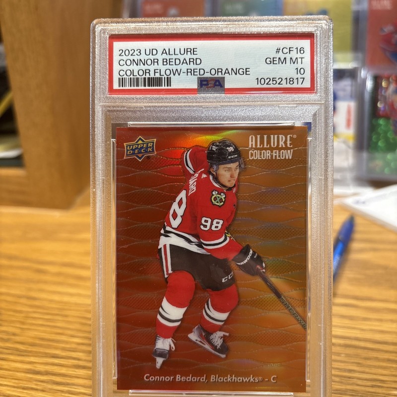 2023 UD ALLURE COLOR FLOW RED-ORANGE #CF16 CONNOR BEDARD PSA 10🔥🔥🔥🔥🔥