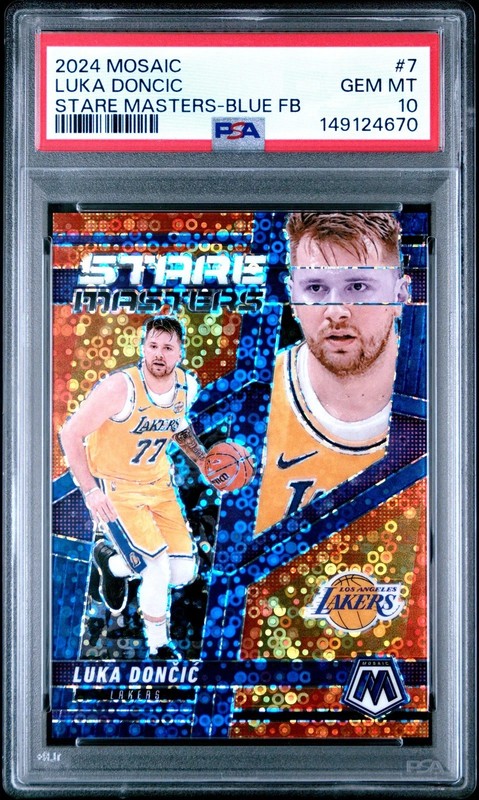 2024 PANINI MOSAIC STARE MASTERS BLUE FAST BREAK #7 LUKA DONCIC 56/85 PSA 10