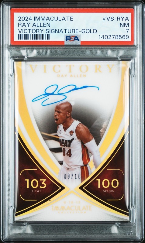 Ray Allen PSA 7 Pop 1 Highest 2024 Immaculate /10 Gold Victory Signature Auto