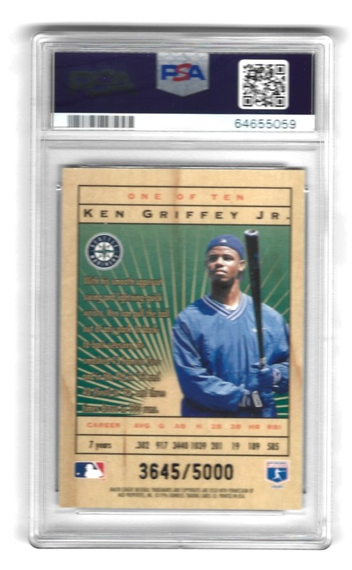 1996 LEAF LIMITED LUMBERJACKS #1 KEN GRIFFEY JR. #’D 3645/5000 PSA 9 MINT HOF view 2