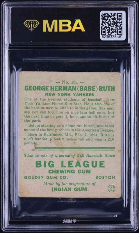 1933 Goudey (R319) #181 Babe Ruth MBA 1.5 view 2