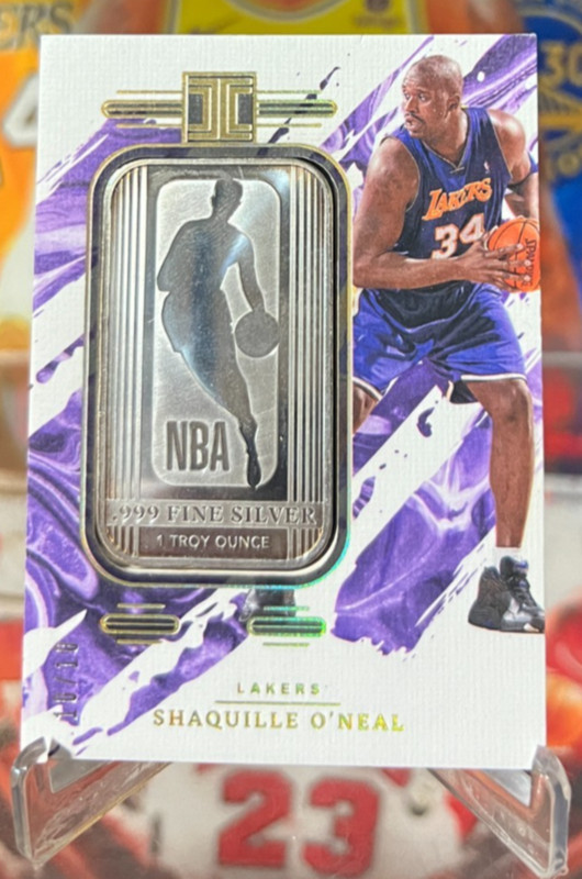 2023-24 Panini Impeccable Shaquille O'Neal #10 Logoman Silver Bar 10/10 ≈1/1 view 2