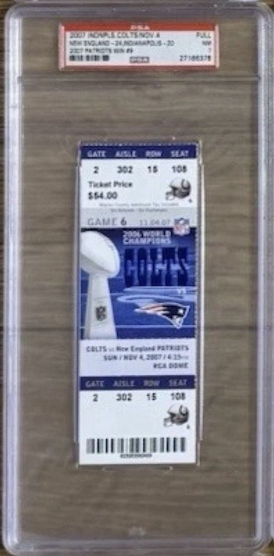 2007 PATRIOTS TOM BRADY "PERFECT 16-0 SEASON" ROAD GAMES VS COLTS & BENGALS PSA