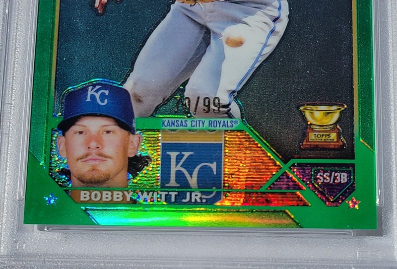 2023 Topps Chrome #176 BOBBY WITT JR. Green Refractor  PSA 8  70/99  ROYALS view 2