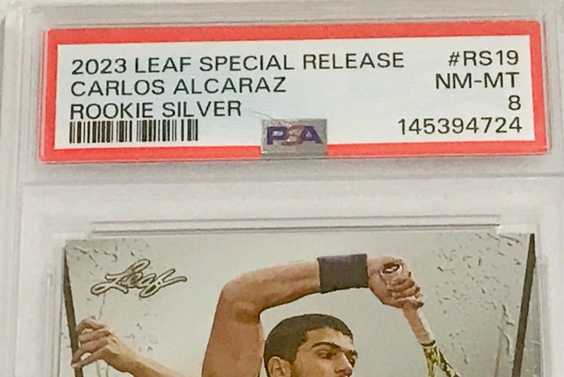 CARLOS ALCARAZ 2023 LEAF SPECIAL RELEASE ROOKIE SILVER #RS-19 PSA 8  FREE SHIPIN view 2