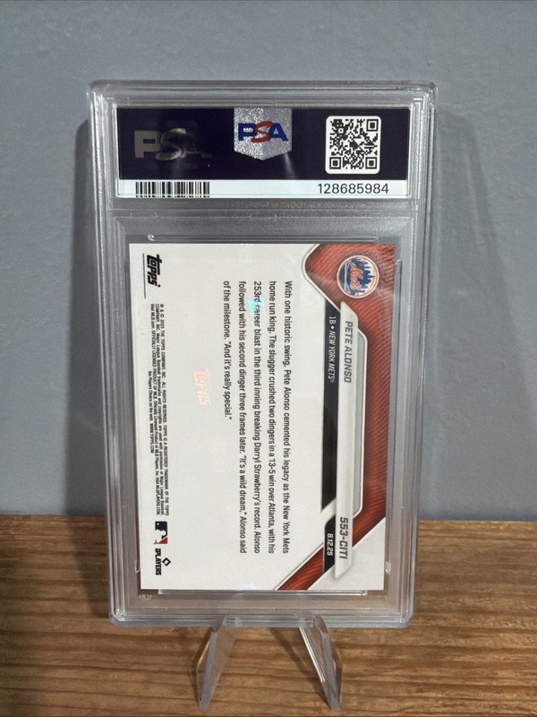 2025 Topps Now Mets Orange SSP Citifield Pete Alonso #553-CITI PSA 10 view 2