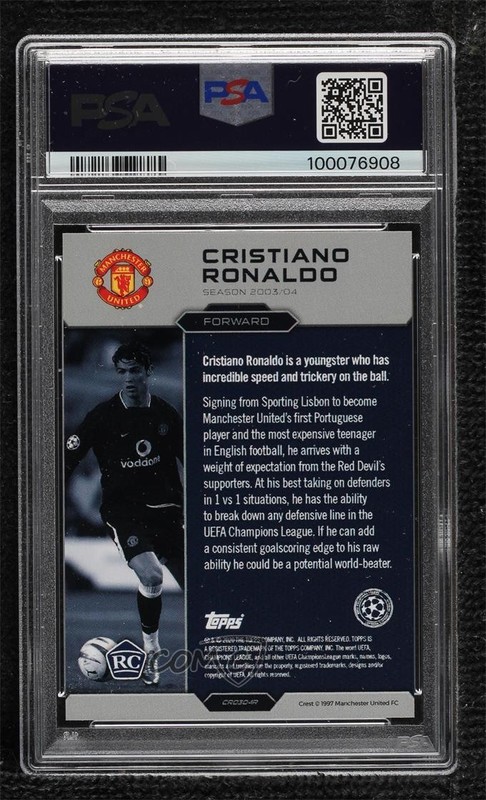 2020-21 Topps The Lost Rookie Cards /9593 Cristiano Ronaldo PSA 10 GEM MT 0ae view 2