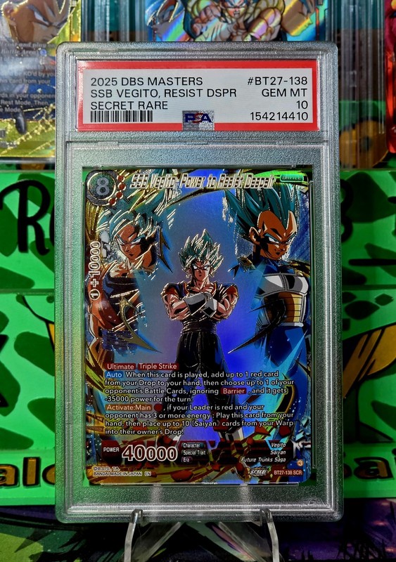 PSA 10 SSB Vegito, Power To Resist Despair SCR BT27-138 History Of Z DragonBall 