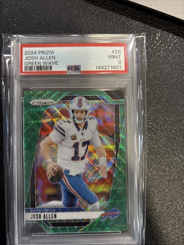 2024 Prizm Josh Allen Green Wave Psa 9 Bills