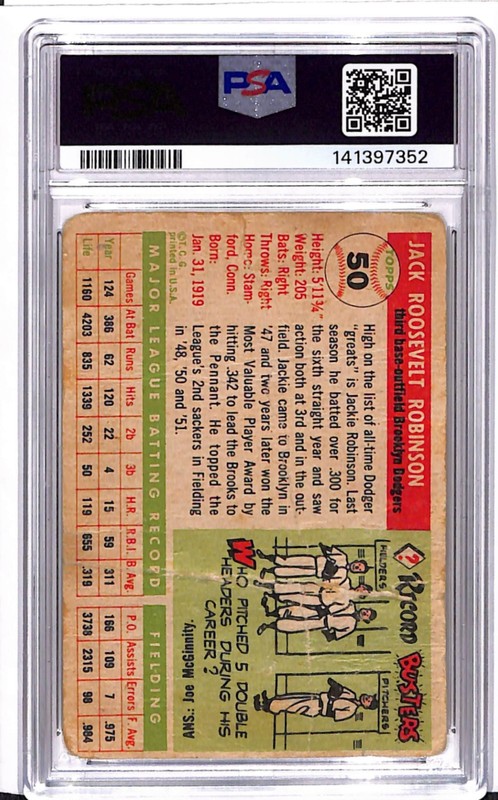 1955 Topps - Jackie Robinson #50 PSA 1 view 2