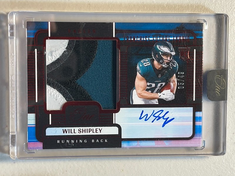 Will Shipley 2024 Panini One /49 Red RPA Franchise Future Fabric Patch Auto RC