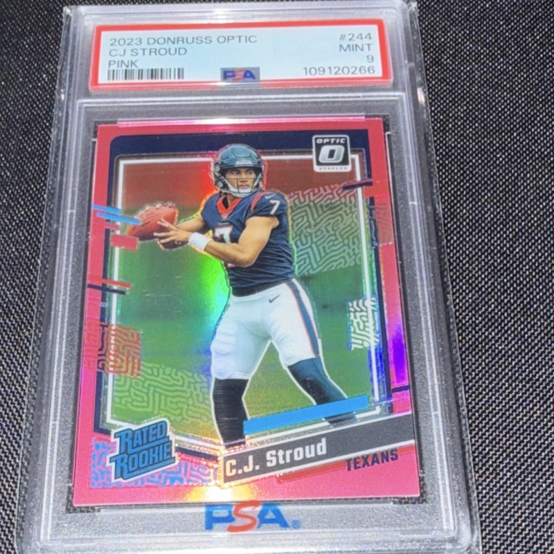 2023 Donruss Optic C.J. Stroud #ANBC-14 Pink Rookie PSA 9 view 1